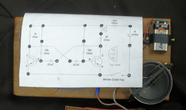 Circuit diagram for morse code practice oscillator
